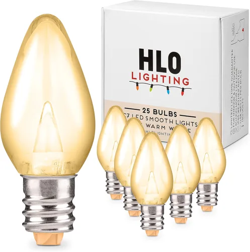 Vista 12 de Enchufe de iluminación navideña LED liso C7 verde azulado bombillas de repuesto para enchufes E12, grado comercial de bajo consumo, 2 bombillas