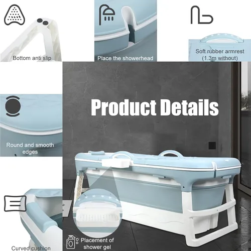 Vista 5 de Foldable Bathtub, Portable Tub for Adults, 46/50 inch Collapsible Tub