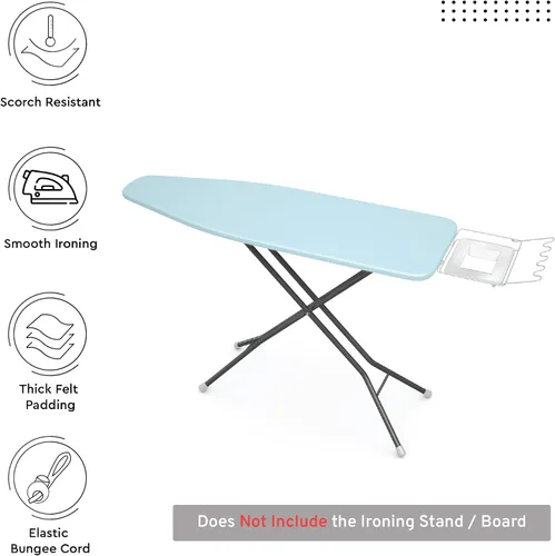 Vista 2 de Encasa XO Funda y Almohadilla para Tabla de Planchar 54"x15" - Cubierta de Tabla de Planchar Grande de Fieltro de 4mm con Acolchado - Resistente al