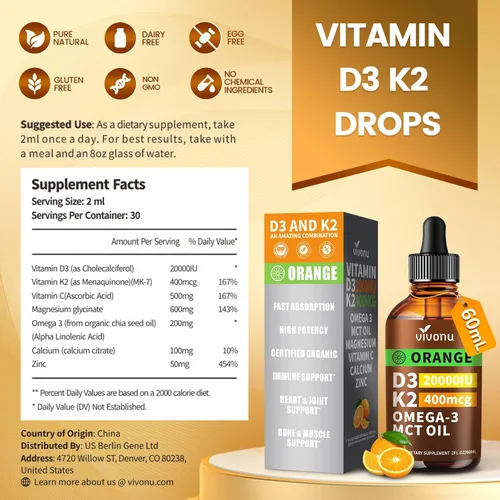 Vista 8 de VivoNu Vitamina D3 K2 10000 UI con MK7-300 Cápsulas blandas de aceite de coco virgen, 2 en 1 vitaminas D y K complejo Vitamina D3 con K2