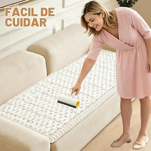 Vista 3 de Funda para sofá para perros lavable, fundas para sofá de 3 cojines no deslizantes, duraderas y peludas, funda para sofá apta para mascotas, Beige