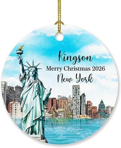 Vista 12 de Adorno de Navidad personalizado de playa de Hawái 2026, adorno de Navidad de paisaje urbano de Hawaii, adornos de Hawái, regalos para amigos, mamá
