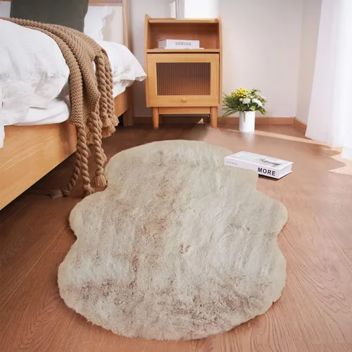 Vista 8 de Ghouse Alfombra ultrasuave de pelo sintético de conejo 2x3, alfombras lavables a máquina para dormitorio, alfombras esponjosas para sala de estar