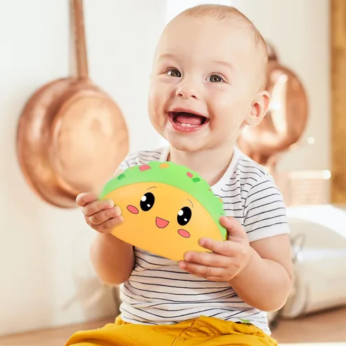 Vista 4 de Anboor - Peluche con forma de taco, lento, de levantamiento lento, juguete para niños, suave, forma de tacos mexicanos, perfumados, alivio