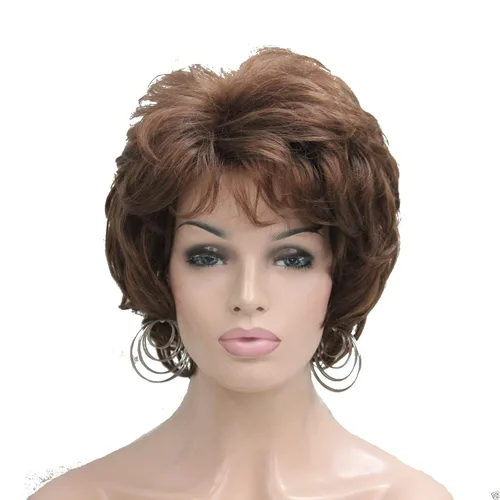 Vista 24 de Lydell Pelucas cortas y onduladas de 6 pulgadas, cabello sintético completo, estilo clásico (12TT26 marrón claro con reflejos)
