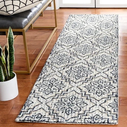 Vista 12 de SAFAVIEH Abstract Collection - Alfombra decorativa, 2 x 3 pies, azul y gris, lana hecha a mano, ideal para zonas de alto tráfico en entrada, sala