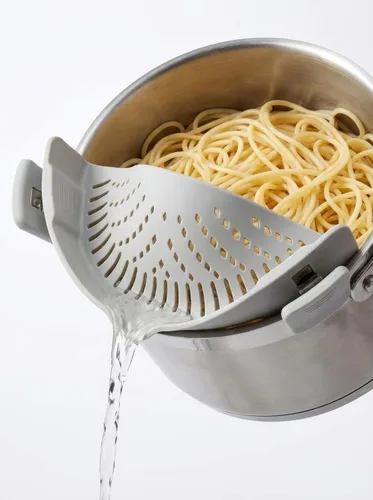 Vista 9 de Arlig Colador de pasta con clip de silicona, ajuste universal para todas las ollas y cuencos, escurridor a presión para carne, verduras, colador