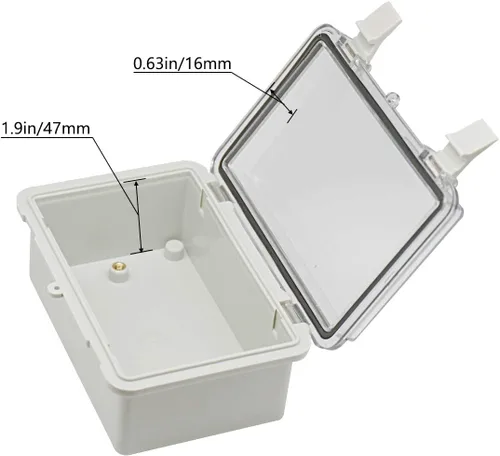 Vista 4 de Zulkit Caja de conexiones plástico ABS a prueba de polvo impermeable IP65 cajas eléctricas universales con carcasa de bisagra para exteriores