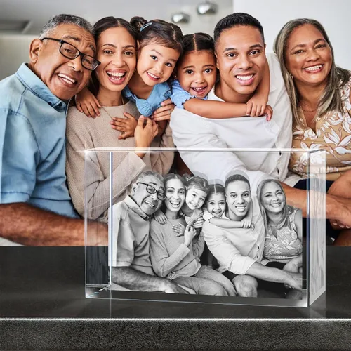 Vista 3 de Foto de cristal 3D, regalos personalizados, marco de fotos 3D personalizado, rectangular, regalos para parejas, regalos familiares, regalos