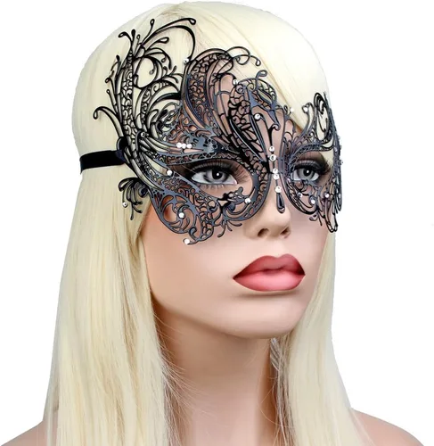 Vista 5 de IETANG - Antifaces venecianos para parejas, baile de máscaras, accesorios de disfraz o fiesta, 1 par