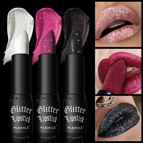 Vista 2 de Lápiz labial Diamond - Brillo de labios y sombra de ojos impermeable de larga duración, con purpurina, copa antiadherente de alto brillo, brillo