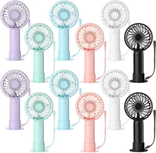 Vista 27 de Tujoe Mini ventilador de mano potente de 3 velocidades, ventilador personal pequeño portátil recargable con base USB para mujeres, maquillaje