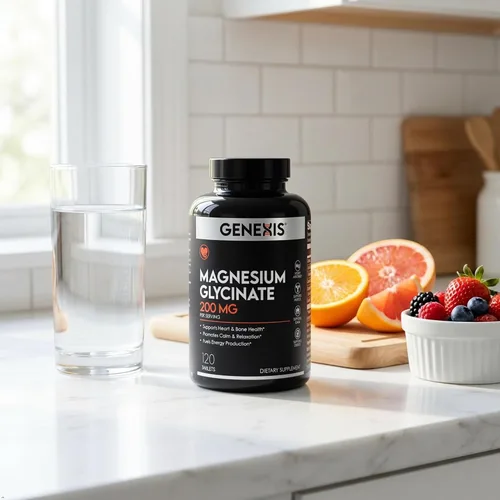 Vista 7 de Genexis Glicinato de magnesio 200 mg – Suplemento de magnesio de alta absorción – Apoya la salud del corazón, los huesos y los músculos, promueve