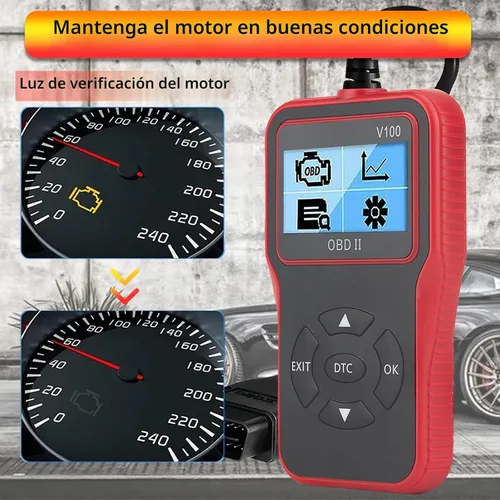 Vista 3 de Herramienta de diagnóstico de diagnóstico V100 OBD2, lector de código, herramienta de diagnóstico de luz del motor, probador de voltaje de batería