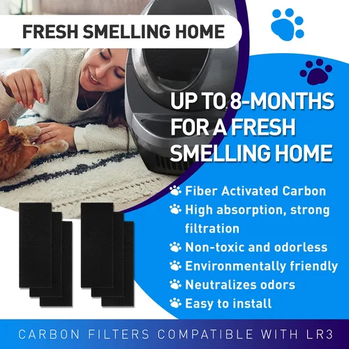Vista 2 de Filtros de carbono automatizados para caja de arena, paquete de 6 filtros de repuesto de 9 x 3 pulgadas, tipo grueso, filtros de carbón activado que
