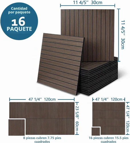 Vista 2 de Paquete de 16 paneles acústicos de pared autoadhesivos, 11.8 x 11.8 pulgadas, fieltro acústico de PET insonorizado y cancelación de ruido, paneles