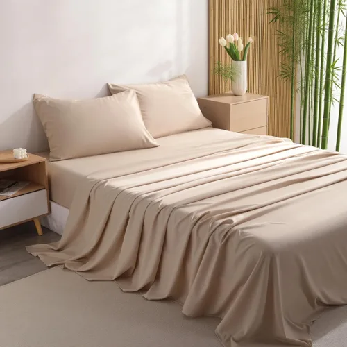 Vista 12 de Juego de sábanas de 3 piezas, sábanas para cama de tamaño individual, rayón derivado del bambú, ropa de cama refrescante y transpirable
