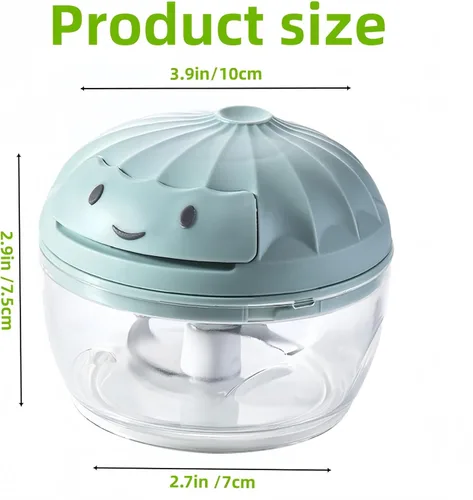 Vista 9 de Procesador manual de alimentos, picador de verduras, mini cortador de ajo con cuerda de mano, cortador de cebolla para verduras, jengibre, frutas