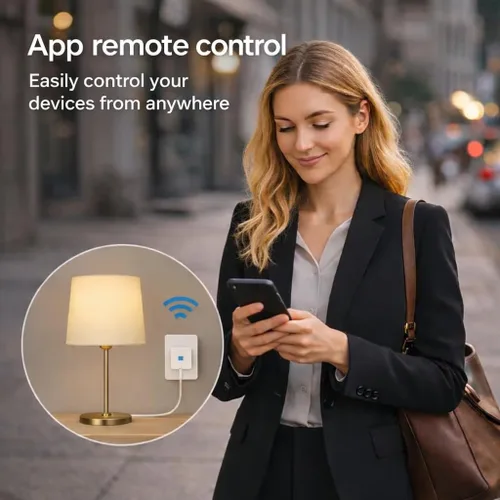 Vista 4 de Enchufe inteligente compacto, funciona con Alexa y Google Assistant, aplicación Smart Life y control de voz, monitoreo de energía, programación