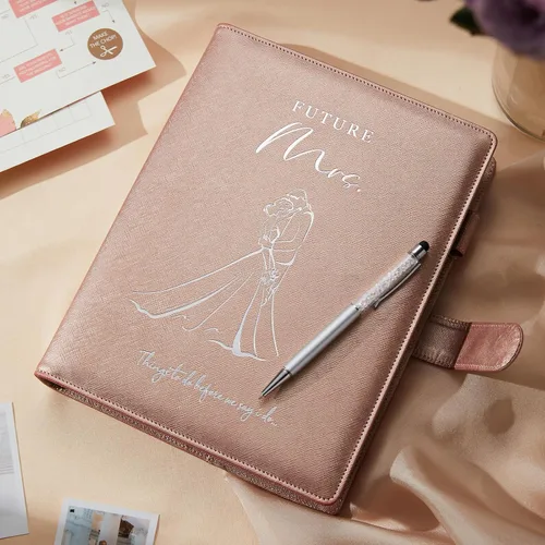 Vista 8 de AW BRIDAL Future Mrs Libro Planificador de Bodas y Organizador Juego de Regalo, Planificadores de Boda de Destino Personalizados, Regalo de Oro rosa