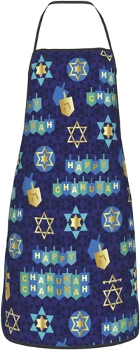 Vista 15 de Delantal de Hanukkah feliz ajustable para cocinar, babero de cocina para cocinar