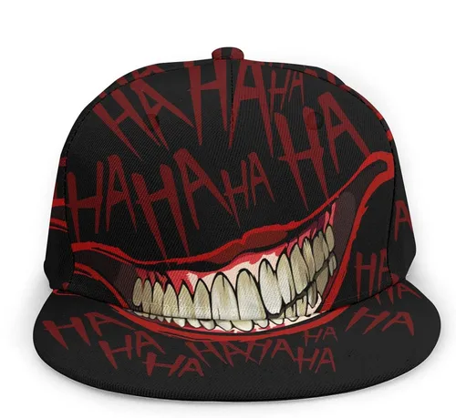 Vista 2 de Gorra de béisbol de ala plana de Joker, gorra de béisbol ajustable, gorra de hip hop, sombrero de camionero para hombres y mujeres, color negro