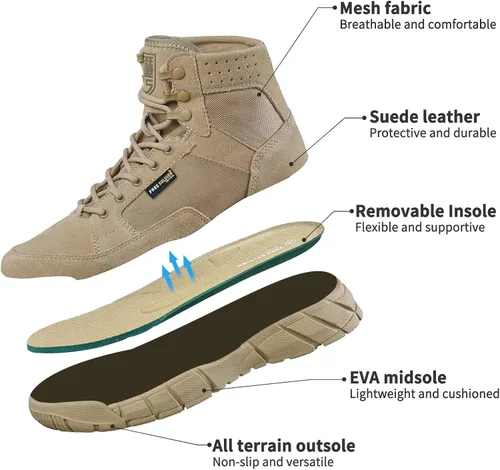 Vista 3 de FREE SOLDIER Waterproof Hiking Work Boots Men's Tactical Boots 6 Inches Lightweight Military Boots Breathable Desert Boots