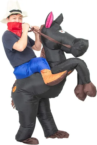 Vista 2 de JYZCOS Disfraz inflable de vaquero para adultos, vestido elegante de jinete de caballo occidental para hombres y mujeres, traje de fiesta