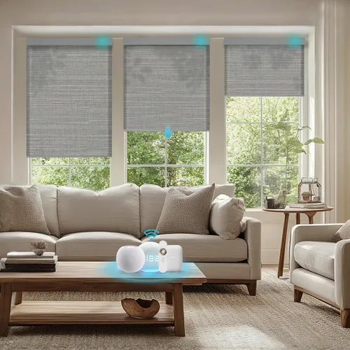 Vista 33 de Persianas motorizadas con control remoto, persianas enrollables opacas completas, funcionan con Homekit Alexa y Google Assistant, persianas solares