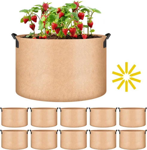 Vista 30 de iPower Paquete de 10 bolsas de 3 galones para plantas de tela no tejida gruesa resistente para cultivo de papas, contenedor duradero con aireación