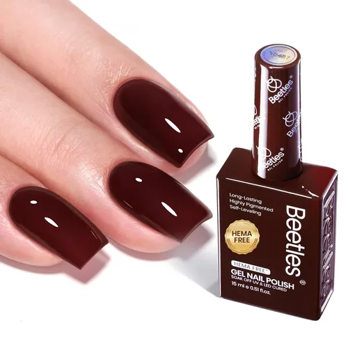 Vista 13 de Beetles - Esmalte de gel blanco, 0.5 onzas líquidas, tamaño completo, sin A - Creme White Hema Free white Rhythm