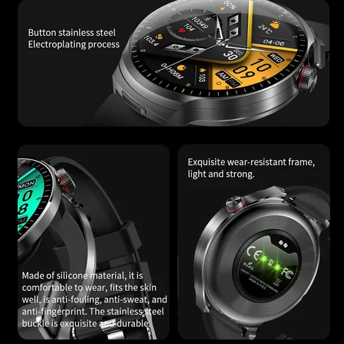 Vista 6 de Reloj inteligente con auriculares Bluetooth, pantalla HD redonda de 1.85 pulgadas, estilo militar, resistente al agua IP67, más de 100 modos