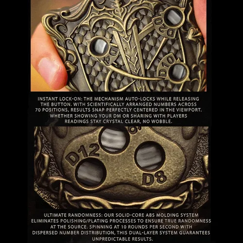 Vista 5 de Juego de dados de ruleta único 7 en 1 de metal DND para juegos de rol de mesa, dados giratorios para juegos de rol, juegos de dados DND equilibrados