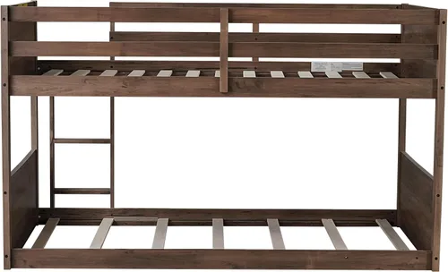 Vista 8 de Twin Size Bunk Bed with Panelled Headboard and Footboard, Antique Dark Oak Antique Oak