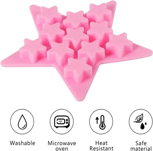 Vista 3 de Bandeja para cubitos de hielo de silicona con forma de cinco estrellas, herramientas para hacer moldes de congelación, bandejas de hielo