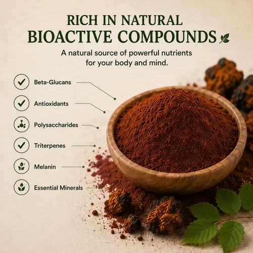 Vista 6 de Polvo crudo de hongos chaga siberianos cosechado silvestre totalmente natural, 5 onzas (5.01 oz.)