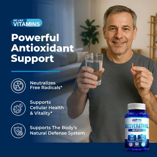 Vista 4 de We Like Vitamins Resveratrol 1000 mg por porción - 180 cápsulas vegetales fáciles de tragar - Suplemento de resveratrol natural 1000 mg - Suplemento