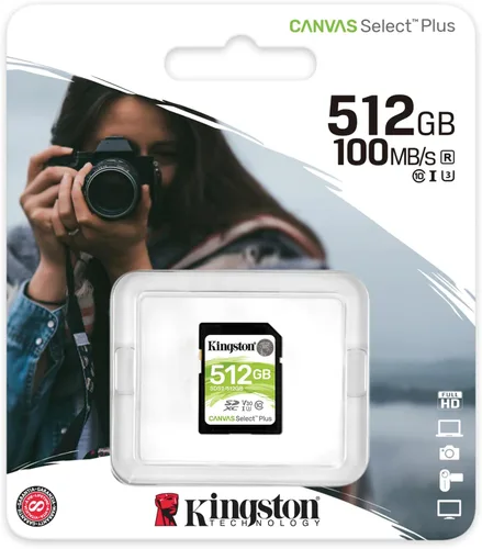 Vista 3 de Kingston Tarjeta SDXC Canvas Select Plus de 512 GB Hasta 100MB/s Clase 10 UHS-I U1 V30 SDS2/512GB