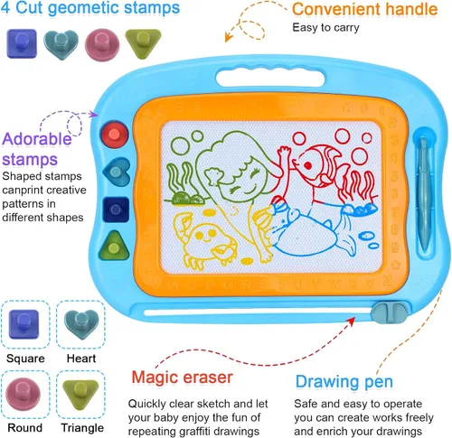 Vista 2 de BABLOCVID - Pizarra magnética para dibujar, juguetes para niños pequeños para niños y niñas, pizarra de garabatos borrable de 15 pulgadas