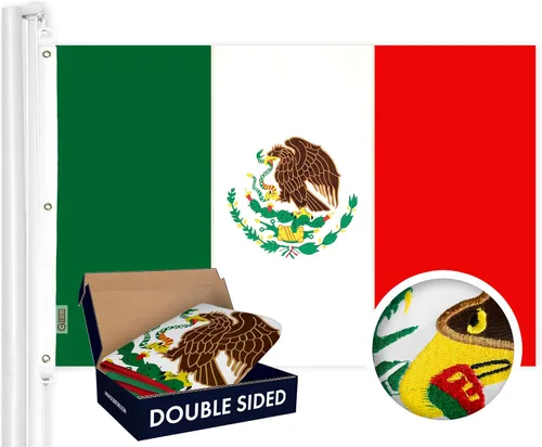 Vista 10 de G128 Bandera argentina 3 x 5 pies Serie doble ToughWeave Poliéster 210D bordado de doble cara Bandera de país, diseño bordado