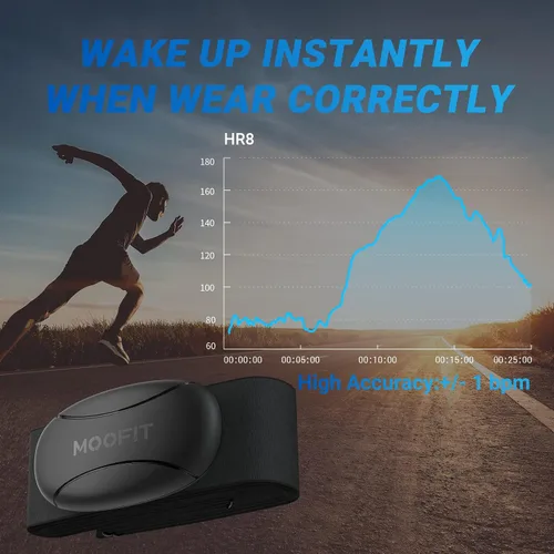 Vista 10 de moofit HR8 Heart Rate Monitor Chest Strap, Low Energy Real-Time Heart Rate Data Bluetooth 5.0/ANT+, Longer Communication Range, IP67 Waterproof