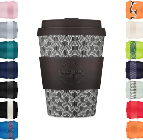 Vista 9 de Ecoffee Cup Taza de café reutilizable de 12 onzas (11.8 fl oz) – Taza de viaje a base de plantas PLA con tapa de silicona, sin melamina y apta