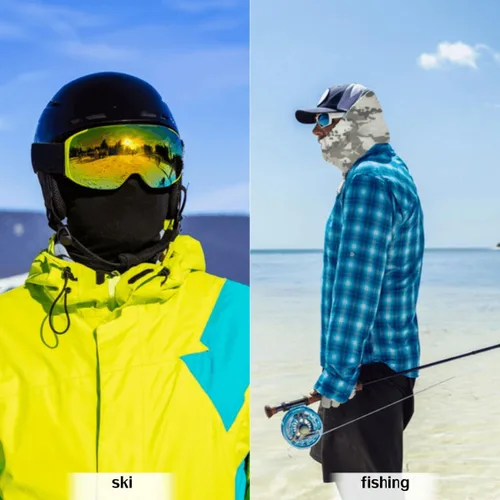 Vista 4 de Polaina de cuello de camuflaje, bufanda de esquí para hombres y mujeres, protección UV, resistente al viento, para pesca, caza, ciclismo