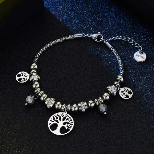 Vista 6 de Pulseras elásticas para mujer pulsera de cristal de acero inoxidable para niñas pulsera elástica de regalo para amigas cristal Sin gemas
