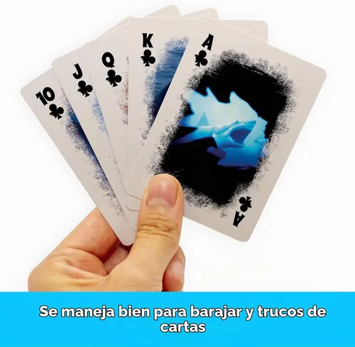 Vista 4 de Aquarius Jaws - Juego de cartas de tamaño estándar, baraja temática con 52 diseños únicos de tiburón, regalo de mercancía coleccionable