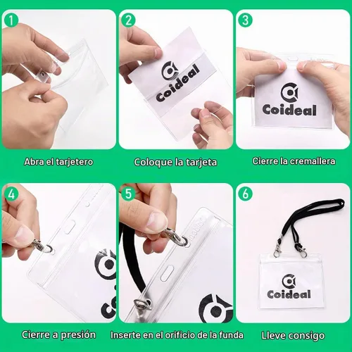 Vista 8 de Coideal - Soporte horizontal de plástico transparente para insignia, 12 unidades, protector grueso para tarjetas de identificación, funda