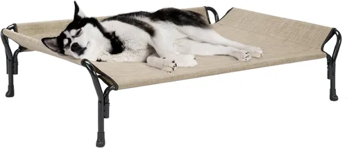 Vista 13 de Veehoo Cama elevada refrescante para perros, cuna elevada XL para mascotas con barandilla y reposacabezas inclinado, malla Teslin transpirable Negro