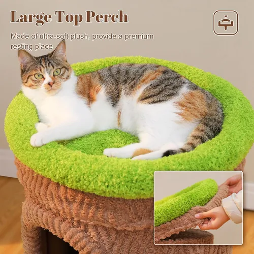 Vista 5 de PETEPELA Moderno árbol para gatos de interior grande para adultos con perca de flores, torre de flores para gatos de 53.5 pulgadas con poste