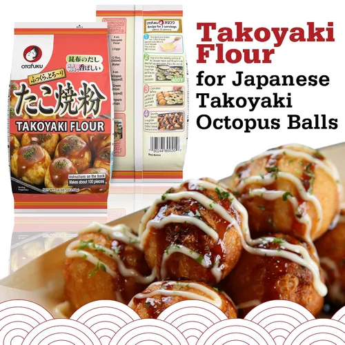 Vista 3 de Otafuku Harina Takoyaki para bolas de pulpo Takoyaki japonesas, 16 onzas (1 libra)