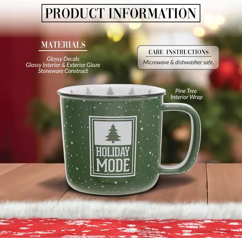 Vista 2 de Pavilion Gift Company - Modo festivo: taza de cerámica de 18 onzas, verde con acabado moteado, taza de café duradera de pared gruesa